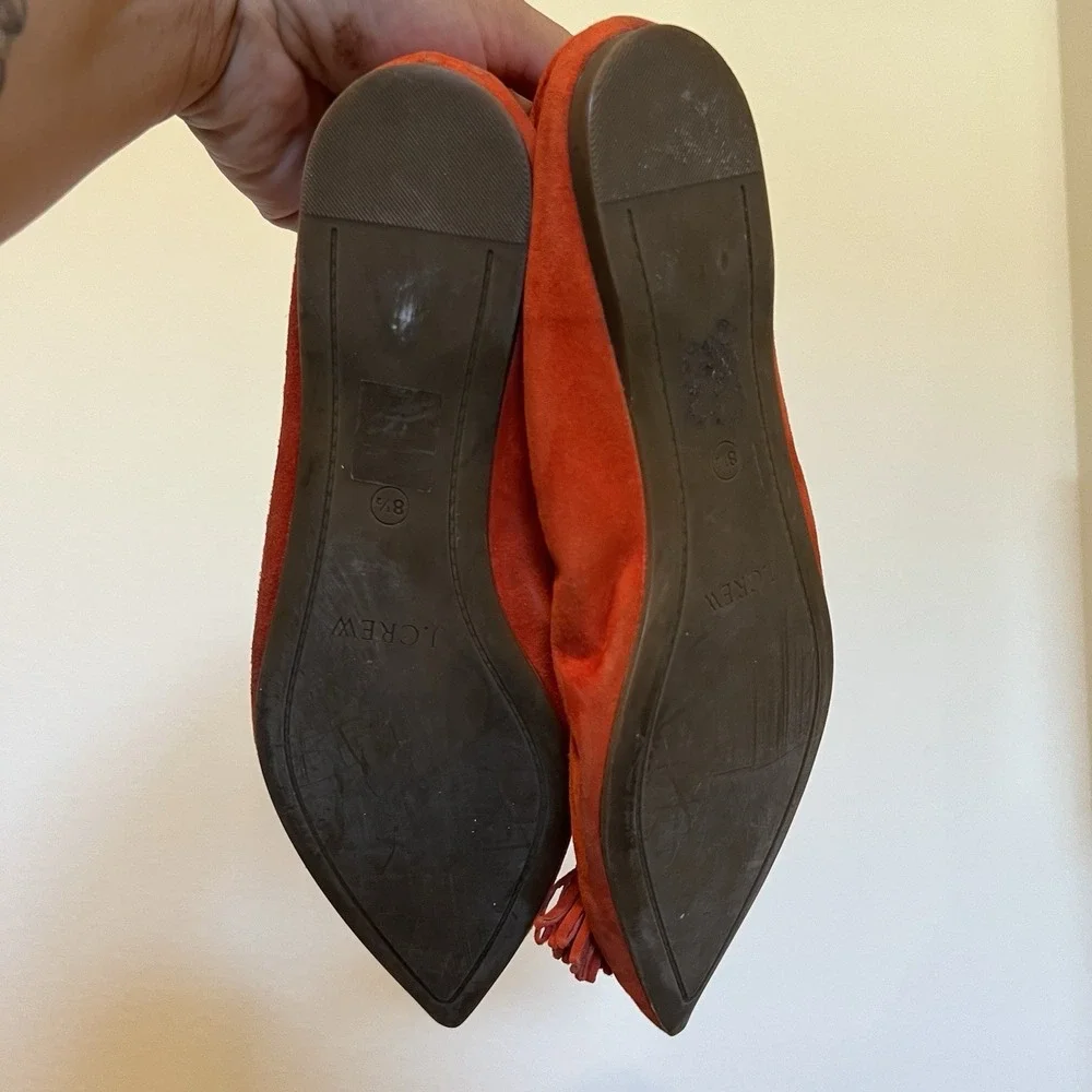 J.CREW Women's Lottie Suede Flats in Orange Size 8.5